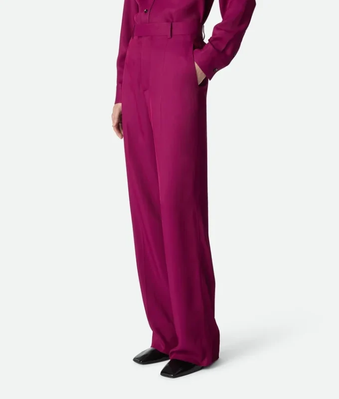 Pantalon en twill de viscose et de soie