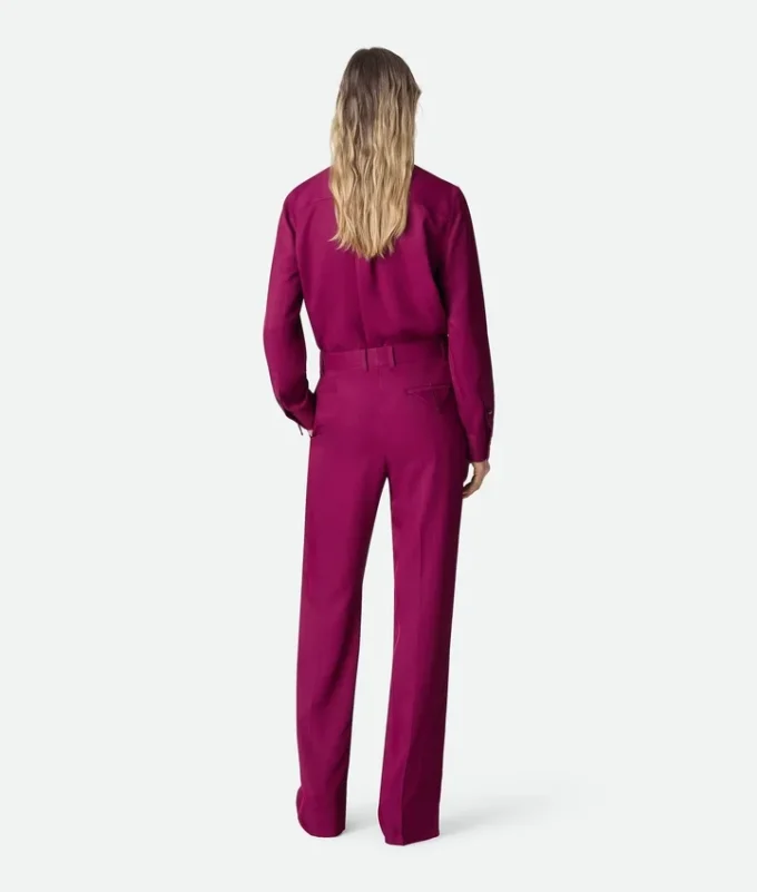 Pantalon en twill de viscose et de soie