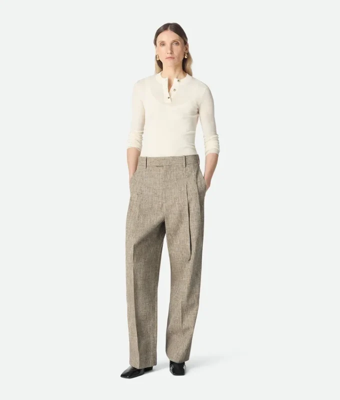 Pantalon en viscose mouchetée