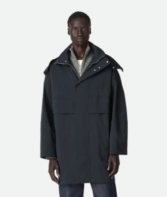 Parka à capuche en laine technique contrecollée