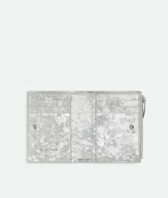 Petit portefeuille à deux volets en cuir Intrecciato