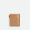 Petit portefeuille à deux volets en cuir Intrecciato