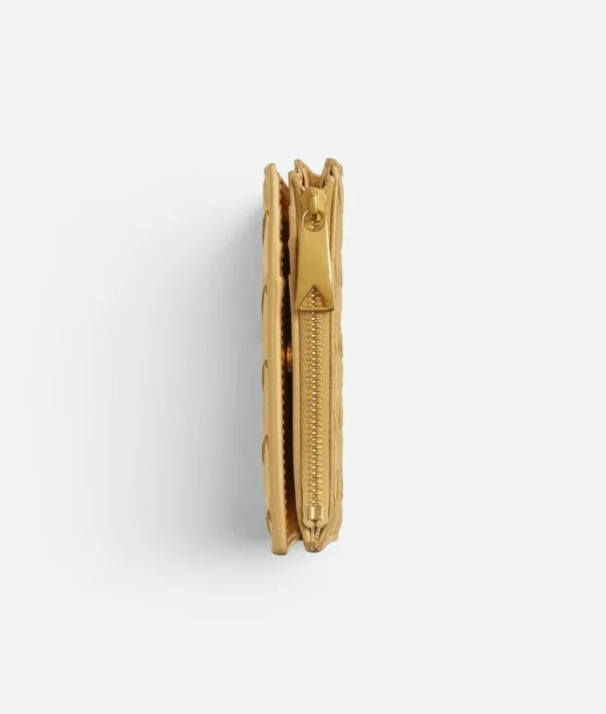 Petit portefeuille à deux volets en cuir Intrecciato Petit portefeuille à deux volets en cuir Intrecciato
