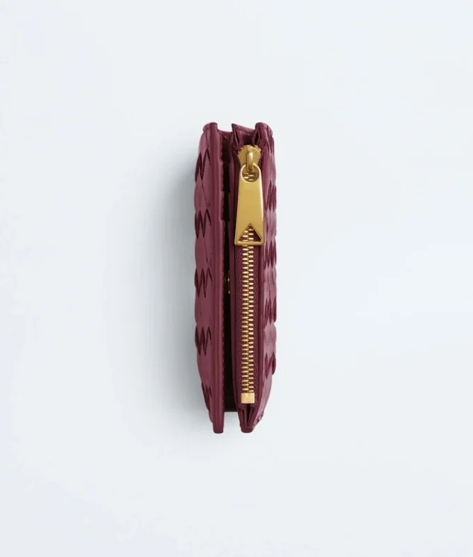 Petit portefeuille à deux volets en cuir Intrecciato