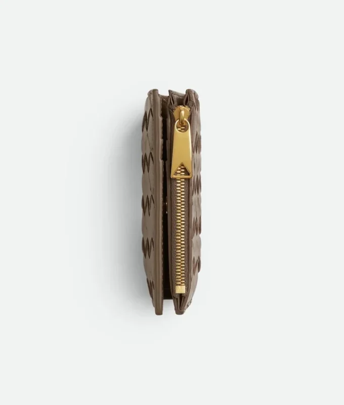 Petit portefeuille à deux volets en cuir Intrecciato
