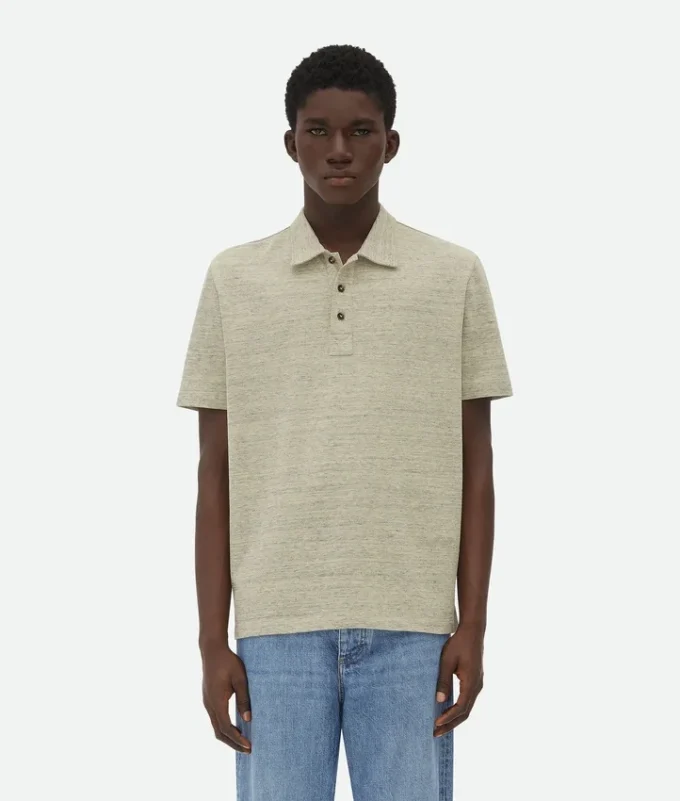 Polo en piqué de coton chiné