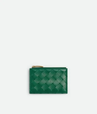 Porte-cartes Intrecciato à fermeture éclair