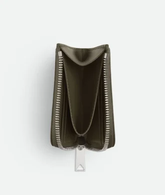 Portefeuille carré à fermeture éclair avec motif Intrecciato estampé