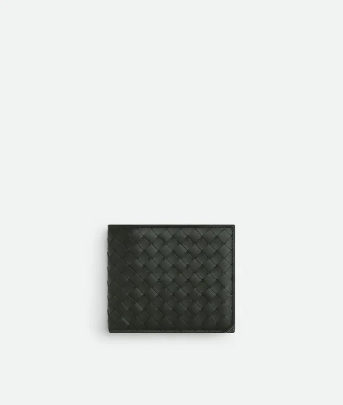 Portefeuille à deux volets en cuir de veau Intrecciato Piccolo avec porte-monnaie Portefeuille à deux volets en cuir de veau Intrecciato Piccolo avec porte-monnaie