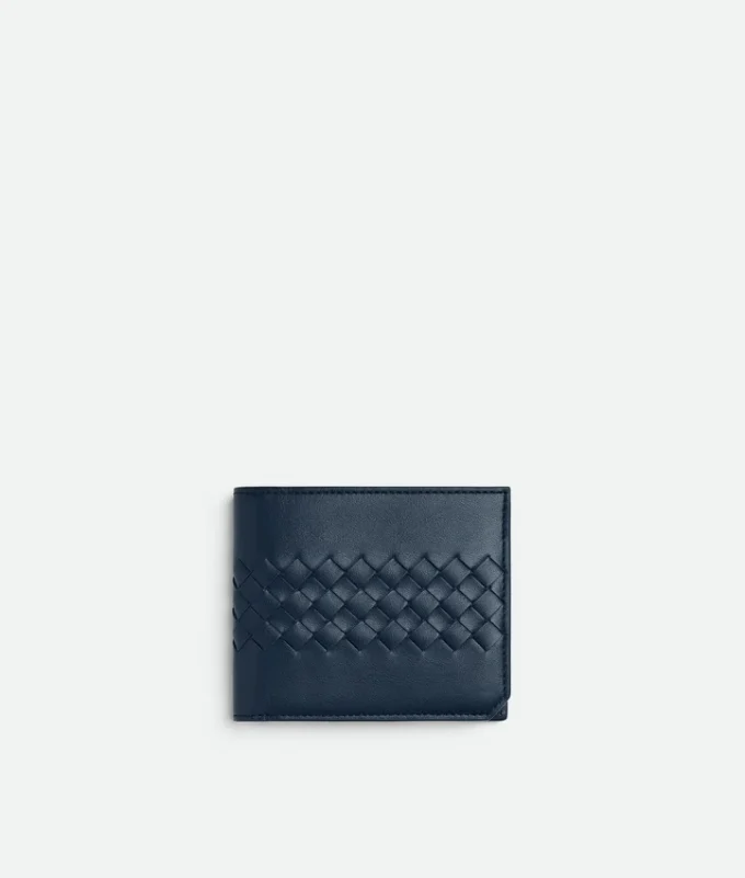 Portefeuille à deux volets en cuir de veau Intrecciato Piccolo avec porte-monnaie Portefeuille à deux volets en cuir de veau Intrecciato Piccolo avec porte-monnaie