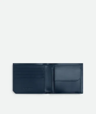 Portefeuille à deux volets en cuir de veau Intrecciato Piccolo avec porte-monnaie