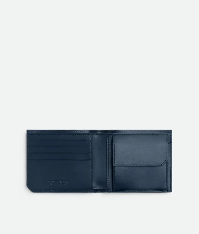 Portefeuille à deux volets en cuir de veau Intrecciato Piccolo avec porte-monnaie Portefeuille à deux volets en cuir de veau Intrecciato Piccolo avec porte-monnaie