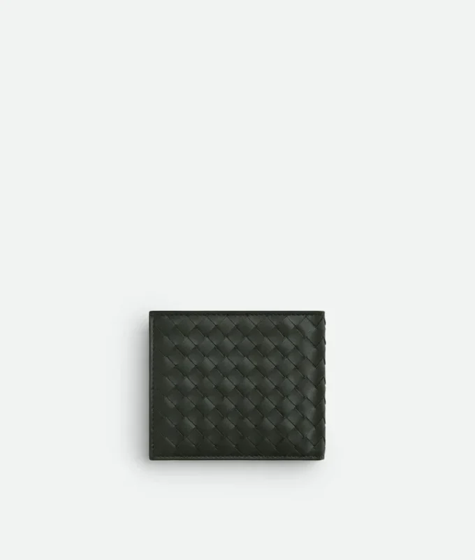 Portefeuille à deux volets en cuir de veau Intrecciato Piccolo avec porte-monnaie Portefeuille à deux volets en cuir de veau Intrecciato Piccolo avec porte-monnaie