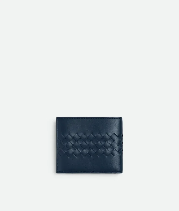 Portefeuille à deux volets en cuir de veau Intrecciato Piccolo avec porte-monnaie Portefeuille à deux volets en cuir de veau Intrecciato Piccolo avec porte-monnaie
