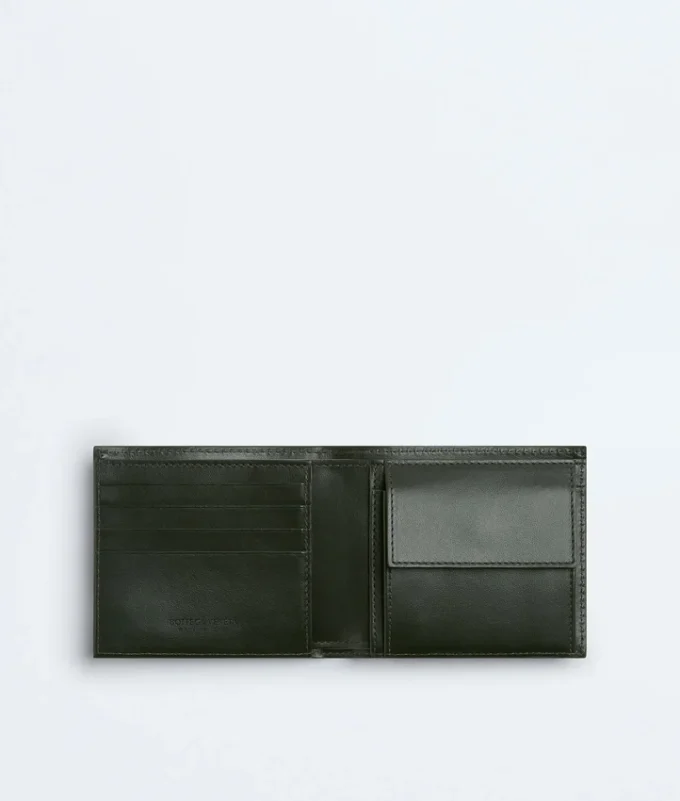 Portefeuille à deux volets Intrecciato avec porte-monnaie