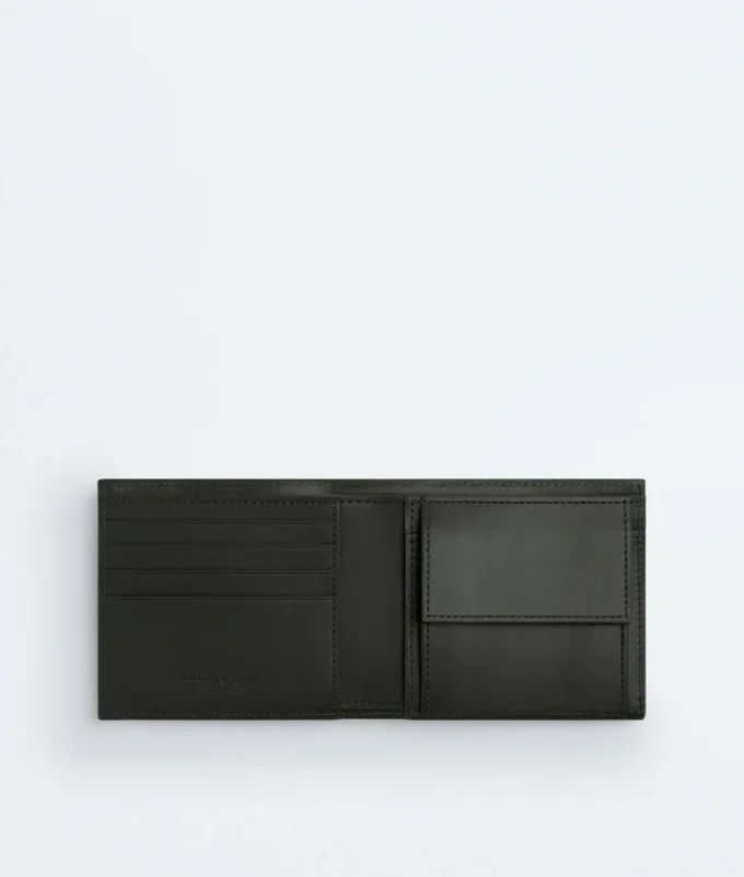 Portefeuille à deux volets Intrecciato avec porte-monnaie