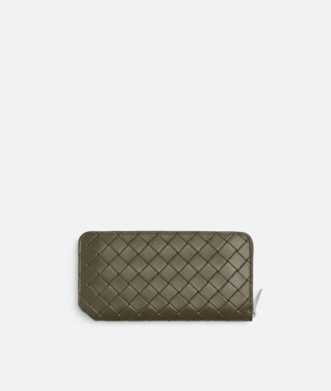 Portefeuille zippé Intrecciato
