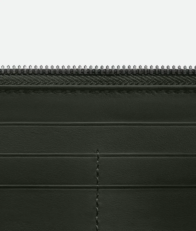 Portefeuille zippé Intrecciato Diagonal