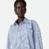 Robe en popeline de coton à fines rayures