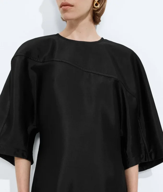 Robe en sergé de coton et viscose lavé
