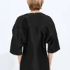 Robe en sergé de coton et viscose lavé