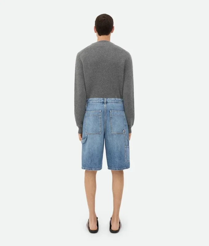 Short cargo en denim indigo vintage