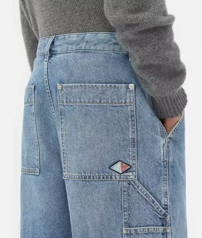 Short cargo en denim indigo vintage