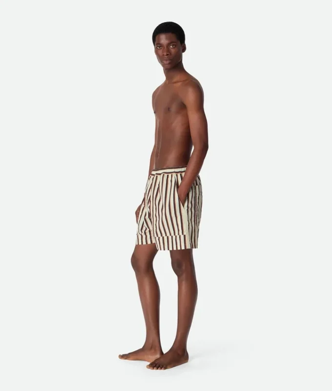 Short de bain en nylon rayé