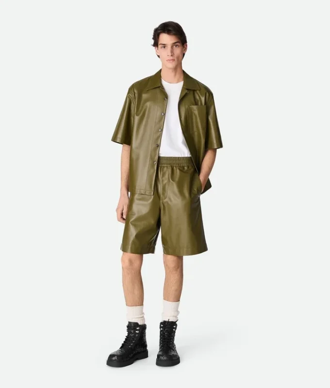 Short en cuir nappa