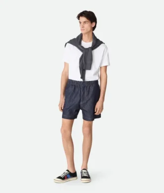 Short en denim indigo délavé