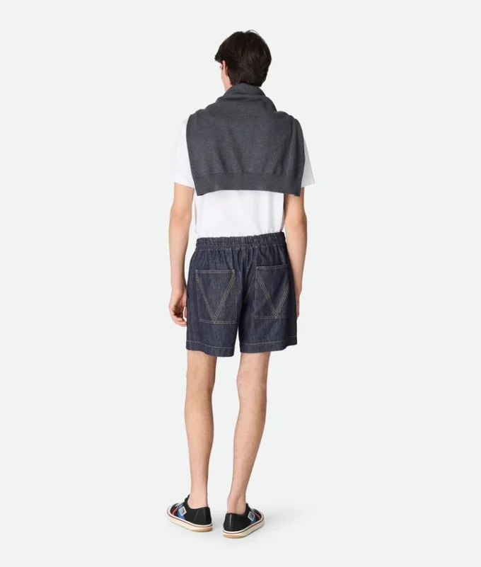 Short en denim indigo délavé