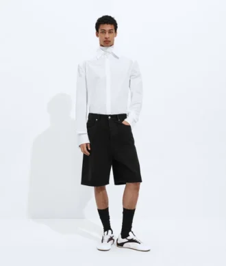 Short en denim noir délavé