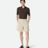 Short en sergé de coton et lin