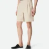 Short en sergé de coton et lin