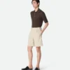 Short en sergé de coton et lin