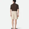 Short en sergé de coton et lin