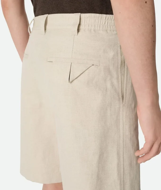 Short en sergé de coton et lin
