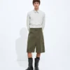 Short froissé en coton et soie