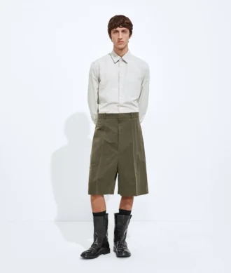 Short froissé en coton et soie