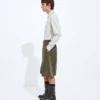Short froissé en coton et soie
