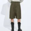 Short froissé en coton et soie
