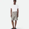 Short rayé en coton et lin
