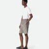 Short rayé en coton et lin