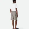 Short rayé en coton et lin