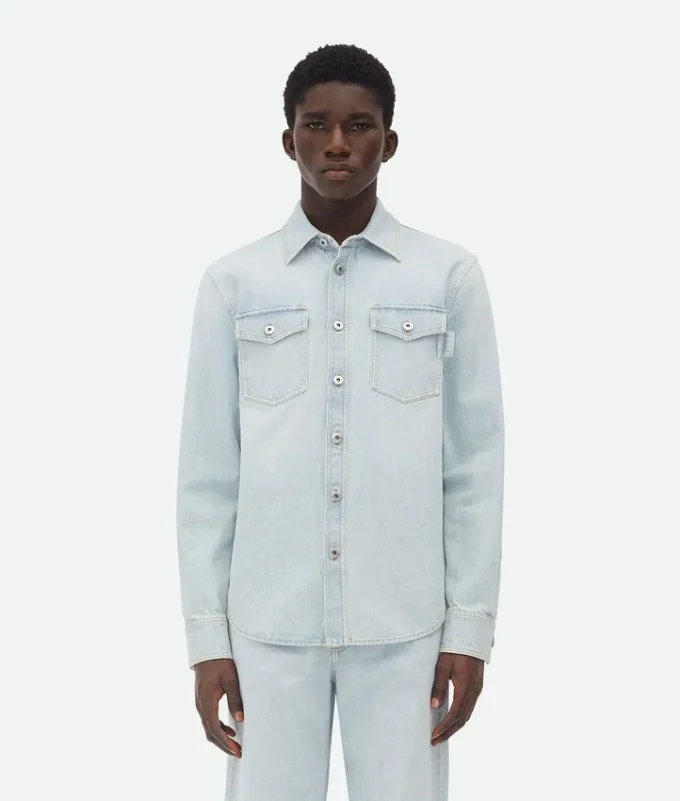 Surchemise en denim extra-décoloré