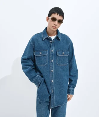 Surchemise en denim indigo moyen