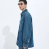 Surchemise en denim indigo moyen Surchemise en denim indigo moyen
