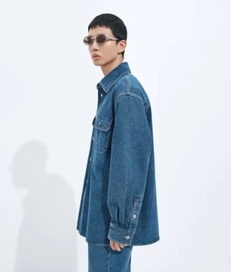 Surchemise en denim indigo moyen