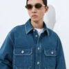 Surchemise en denim indigo moyen Surchemise en denim indigo moyen