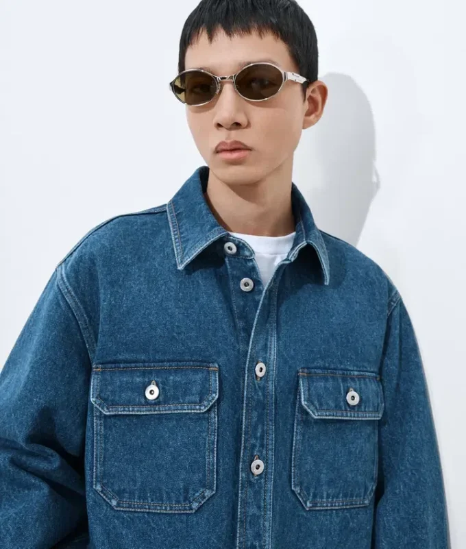 Surchemise en denim indigo moyen Surchemise en denim indigo moyen